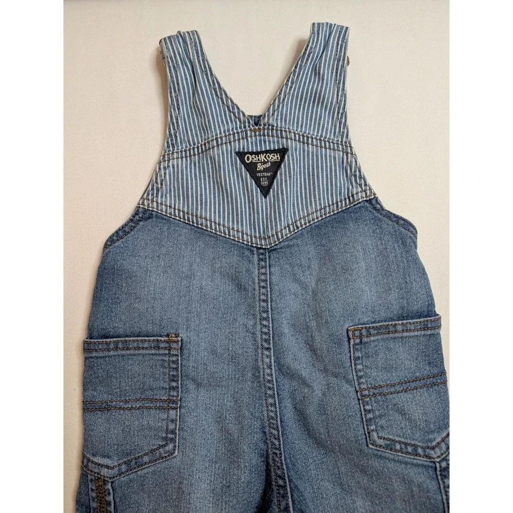 OshKosh Bgosh Toddler 18M Denim Hickory Stripe Vestbak Overall Blue GCL104576-SS